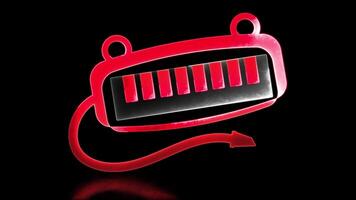 Glowing looping icon musical keyboard neon effect, black background. video