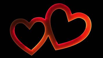 glühend Schleifen Herz gestalten Neon- Wirkung, schwarz Hintergrund. video