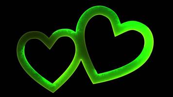 Glowing looping heart shape neon effect, black background. video