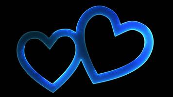 raggiante looping cuore forma neon effetto, nero sfondo. video