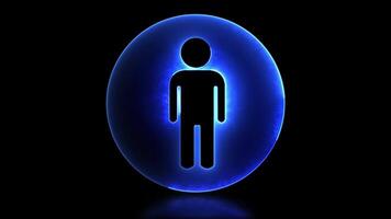 lysande looping ikon män neon effekt, svart bakgrund. video