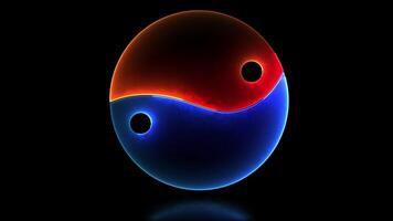 Glowing looping icon yin yang neon effect, black background. video