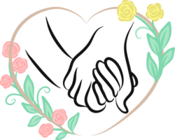 Holding Hands With Flower Wreath Heart Shape Frame png