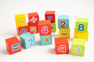 Math number colorful on white background, education study mathematics learning teach. photo