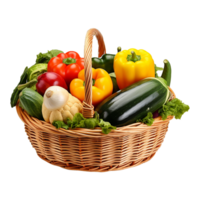 AI generated Vegetables in wooden bowl isolated on transparent background png