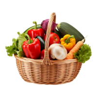 AI generated Vegetables in wooden bowl isolated on transparent background png