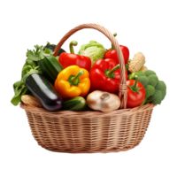 AI generated Vegetables in wooden bowl isolated on transparent background png