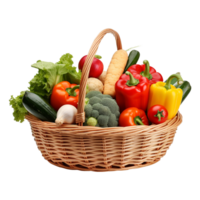 AI generated Vegetables in wooden bowl isolated on transparent background png