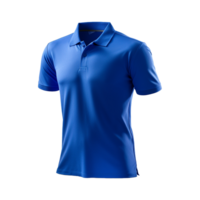 ai generado corto mangas azul polo camiseta aislado en transparente antecedentes png