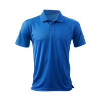 AI generated Short sleeves blue polo t-shirt isolated on transparent background png