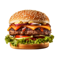 ai gegenereerd vers hamburger geïsoleerd Aan transparant achtergrond PNG