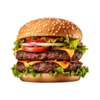 ai generado Fresco hamburguesa aislado en transparente antecedentes png