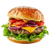 ai gegenereerd vers hamburger geïsoleerd Aan transparant achtergrond PNG