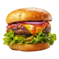 ai generato fresco hamburger isolato su trasparente sfondo png