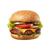 ai generado Fresco hamburguesa aislado en transparente antecedentes png