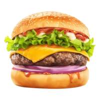 ai generato fresco hamburger isolato su trasparente sfondo png