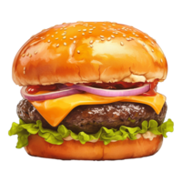 ai gegenereerd vers hamburger geïsoleerd Aan transparant achtergrond PNG