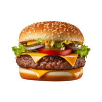 ai generado Fresco hamburguesa aislado en transparente antecedentes png