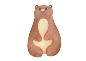 aguarela fofa Castanho Urso de pelúcia Urso sentado. desenho animado bosque animais selvagens animal isolado em transparente fundo. mão desenhado clipart e cortar Fora ilustração png