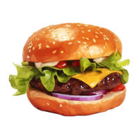 ai generiert frisch Burger isoliert auf transparent Hintergrund png