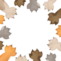 Platz Rahmen mit Kopieren Raum und süß Katze Pfoten um. Aquarell Rand isoliert auf transparent Hintergrund png