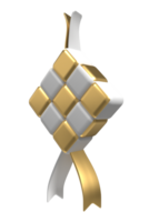 3d tolkning av gyllene ketupat. gyllene Ketupat 3d framställa ikon. lämplig för ramadan och eid dekoration png