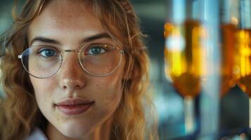 AI generated Woman in Chemistry Lab Synthesizing New Compounds. Scientific Ingenuity photo