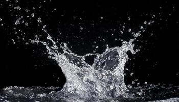 AI generated water splash on black background photo