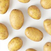 AI generated potatoes on white background photo