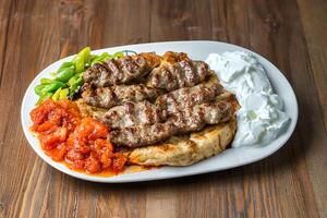 White Plate With Meat and Vegetables photo