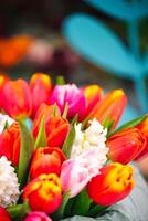 Colorful Tulip Bouquet and Other Flowers photo