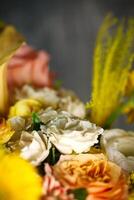 Close-Up of Colorful Flower Bouquet With Copy Space photo