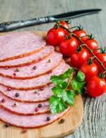 Sliced salami slices photo