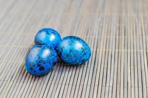 Blue quail eggs photo