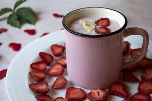 Strawberry dessert. Strawberry creamy fresh. Beautiful food still life. photo