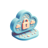 ai generato 3d piatto icona, minimo carino stile, pastello tono , astratto sfondo illustrare dati crittografia nel il nube png