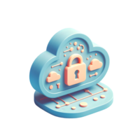 ai generado 3d plano icono, mínimo linda estilo, pastel tono , resumen fondo de pantalla ilustrando datos cifrado en el nube png