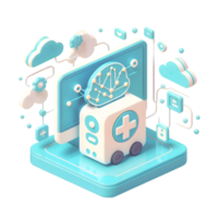 AI generated 3d flat icon, minimal cute style, pastel tone , Machine Learning Algorithms Improving Efficiency in Healthcare png