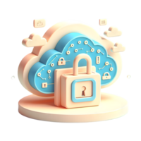 AI generated 3d flat icon, minimal cute style, pastel tone , Abstract Wallpaper Illustrating Data Encryption in the Cloud png