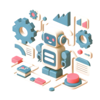 AI generated 3d flat icon, minimal cute style, pastel tone , Robotic Process Automation Streamlining Business Processes png