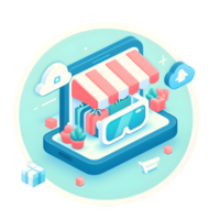 AI generated 3d flat icon, minimal cute style, pastel tone , Augmented Reality Enhancing User Experience in Retail png