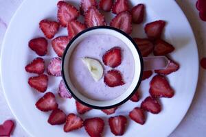 Strawberry dessert. Strawberry creamy fresh. Beautiful food still life. photo