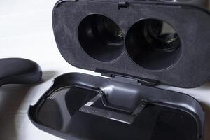 Opened virtual reality glasses, close up. photo