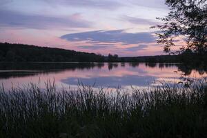 A beautiful sunset at lake. photo