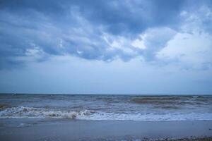 Summer seascape. Nobody at coastline. photo