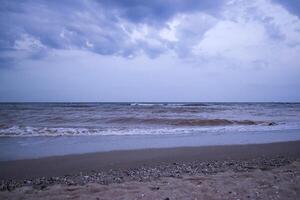 Summer seascape. Nobody at coastline. photo