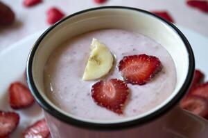 Strawberry dessert. Strawberry creamy fresh. Beautiful food still life. photo