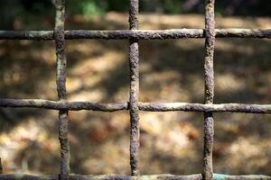 Rusty metal border close up. photo