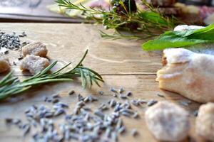 The strudel with decoration on a wooden board. Beautiful tasty dessert. photo