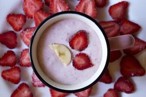 Strawberry dessert. Strawberry creamy fresh. Beautiful food still life. photo